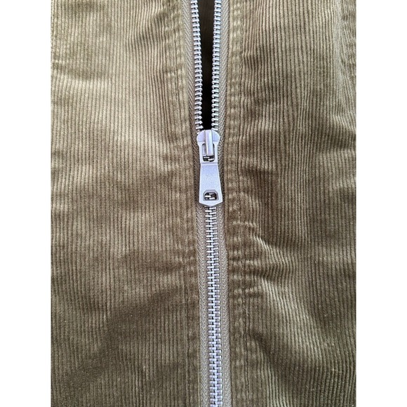 7 For All Mankind Olive Green Corduroy Zip Front Long Sleeve Coat Size 6 - Picture 4 of 8